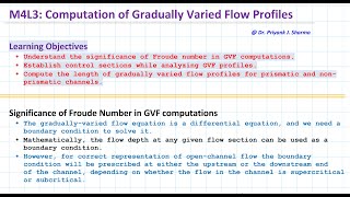 Module-4 Lecture-3: Computation of Gradually Varied Flow Profiles