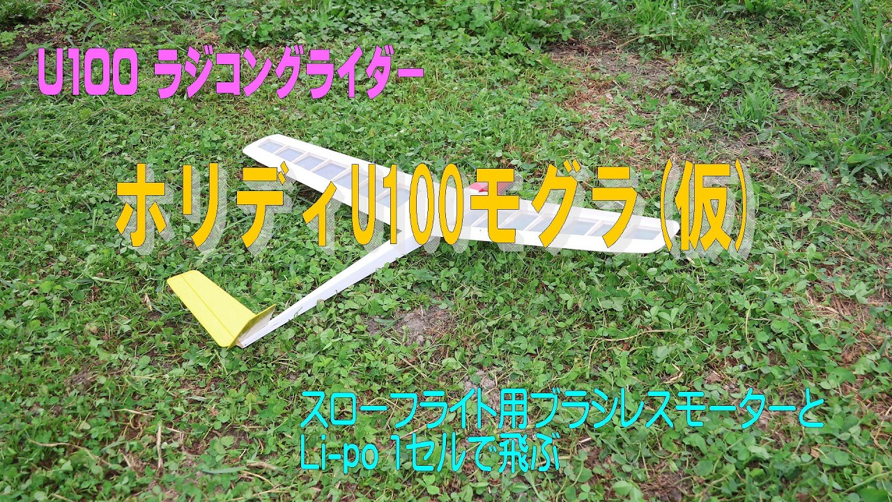 ラジコングライダーホリディu100 .pitty .スカイスポーツss3 U100ラジコン飛行機】 ホリディU100モグラ - YouTube