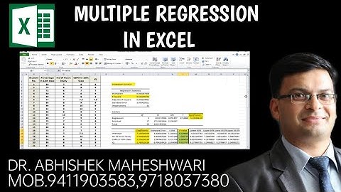 Multiple Regression in Excel I Dr Abhishek Maheshwari