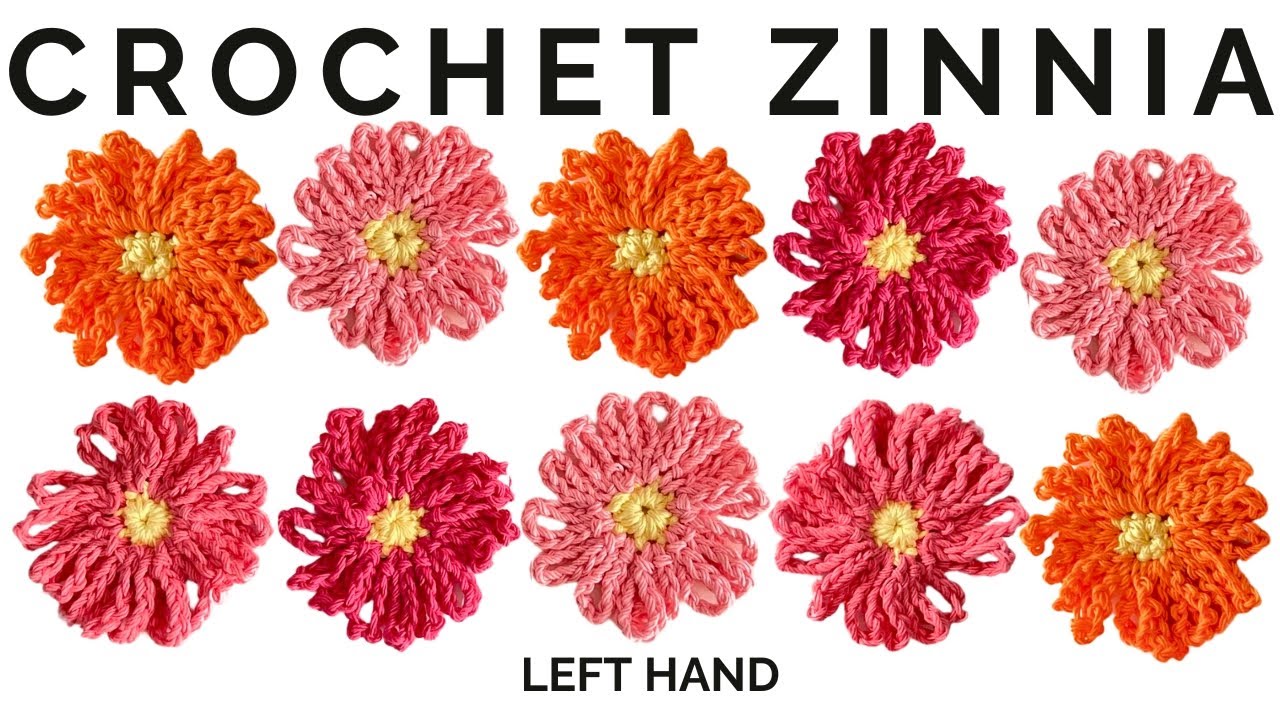 🌺 Crochet ZINNIA EASY Crochet for BEGINNER FLOWER LEFT Hand Crochet