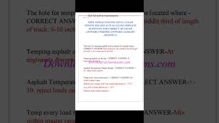 Fdot Asphalt Paving Level 1 Exam Questions And Answers