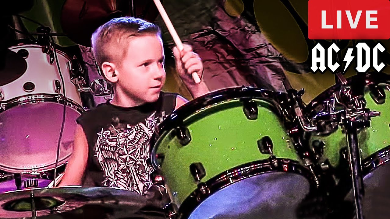 AC/DC - LIVE (7 year old Drummer) Dirty Deeds Done Dirt Cheap