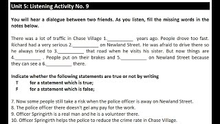 Unit 5: Listening Activity No.9
