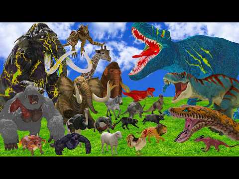 Epic Battle Mammoth Elephant vs T-Rex Dinosaurs Versus 44 Wild Animals Animal Revolt Battle Simulato