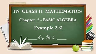Example2.31|Chapter2-Basic Algebra|Class1 1-MATHEMATICS