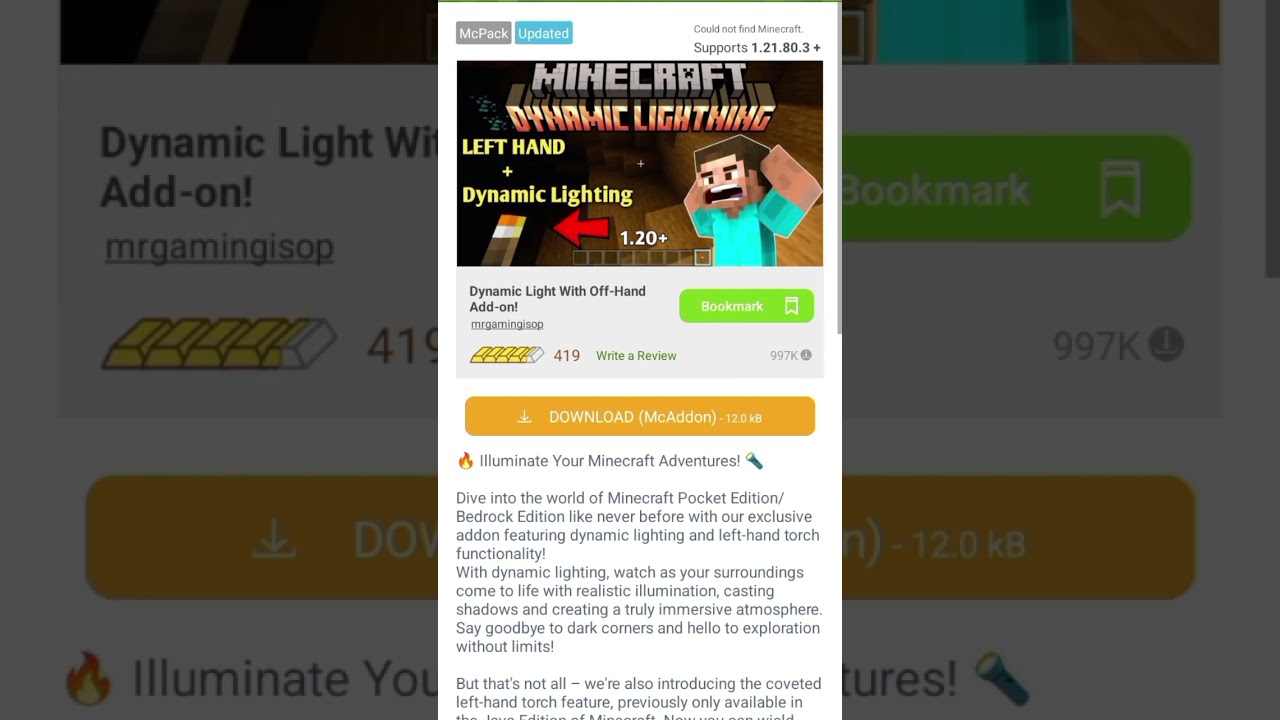 dynamic light addon for survival in pocket 