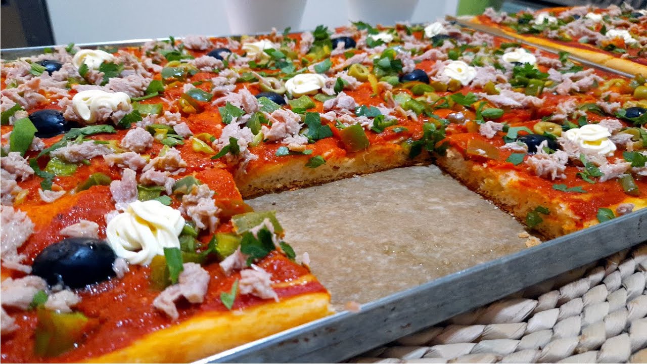 اسهل بيتزا كاري الجزائرية الوصفة تاع المحلات Pizza carrée algérienne