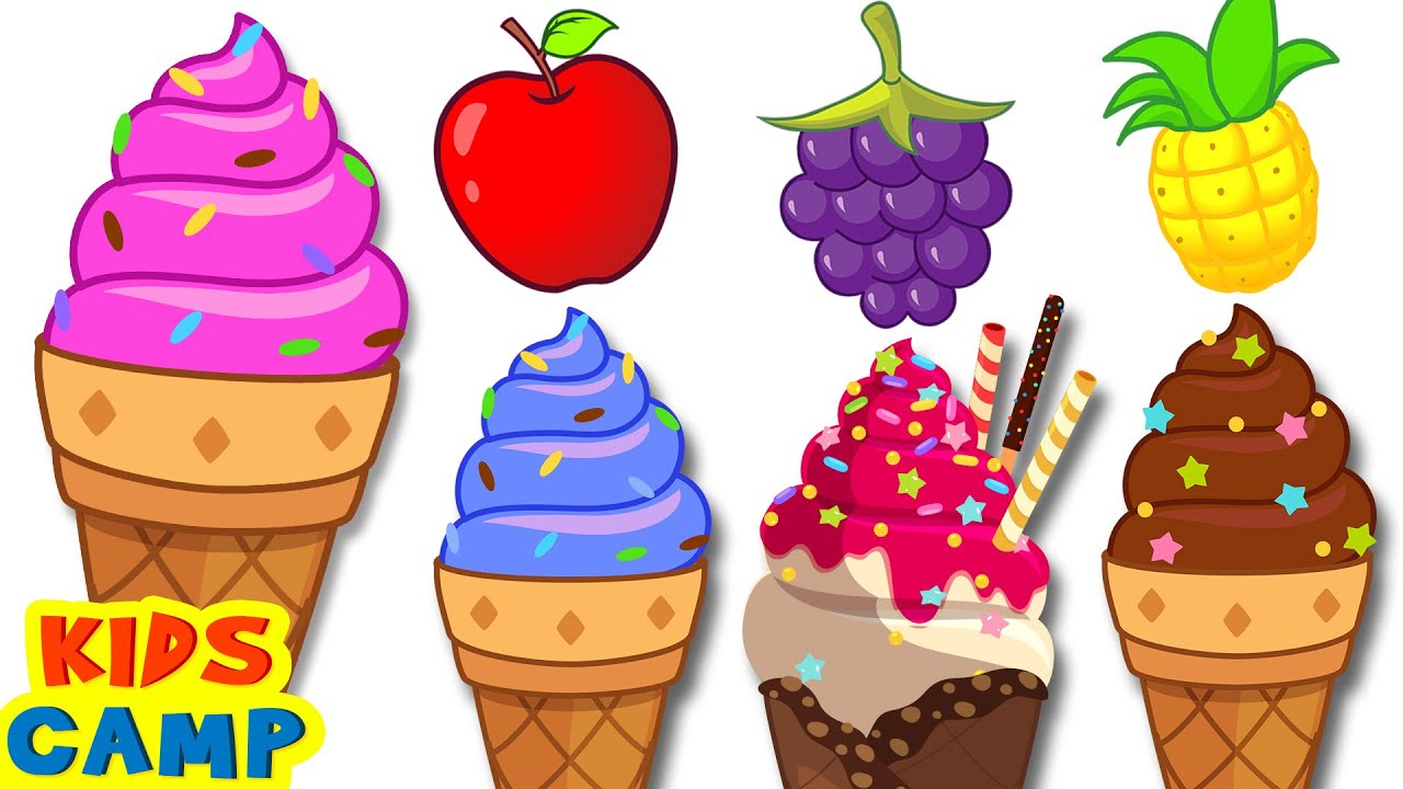 Healthy Fruit Ice Creams Learn Colors and Fruit Names for Kids