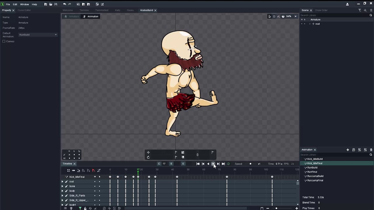 DragonBones Pro 5.5: Kratos Kick