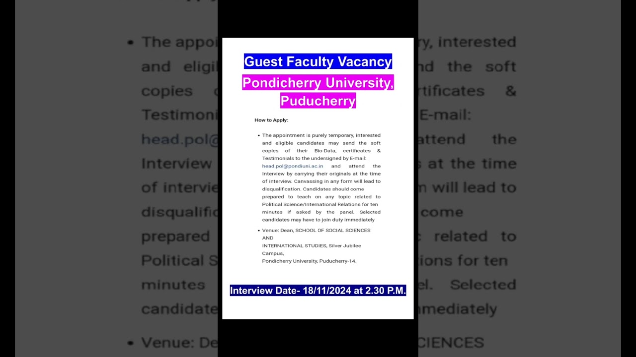 Guest Faculty Vacancy 2024# teachingjobs