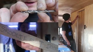 #93 SKOOLIE BUS CONVERSION | Installing Custom School Bus Pocket Door and finishing the Bathroom! screenshot 2