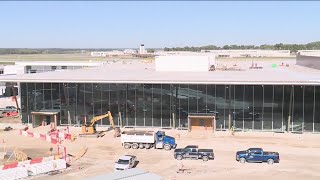 Construction continues on the new terminal at the DSM International Airport