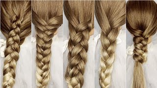 5 Basic Braids for beginners -How to Braid Hair🎀 cute & easy everyday Hairstyles