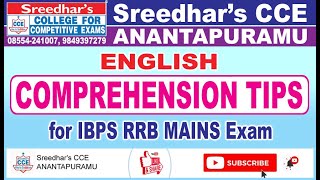 COMPREHENSION TIPS (IBPS RRB & IBPS PO)| Sreedhar's CCE ANANTAPURAMU