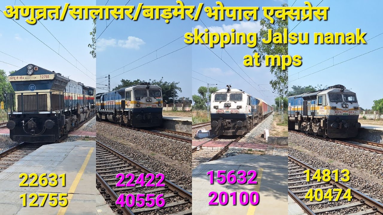 4 EXPRESS Trains in 1hour at jalsu nanak || anuvart/salasar/barmar ...