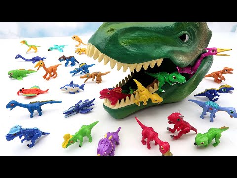 50 <strong>Mini</strong> Dinosaurs In Tyrannosaurus Rex Heads! <strong>Learn</strong> Dinosaur Names For Kids 공룡이름 티라노