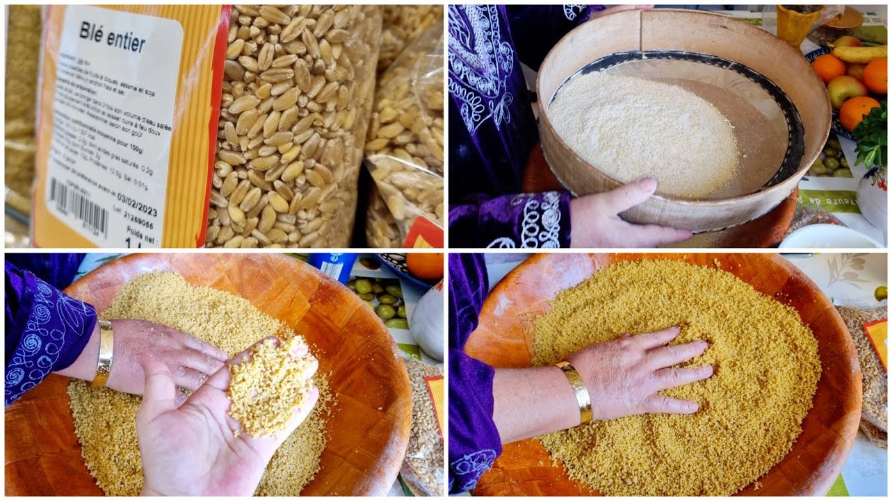 طريقة إعداد كسكسي القمح العولة في المنزل بطريقة سهلة|سريعة بأيادي أمي❤️برشا نصائح semoule de blé dur