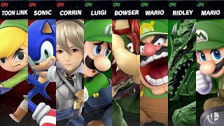 Super Smash Bros. Ultimate - Toon Link, Sonic & Corrin F vs Luigi, Bowser, Wario, Ridley & Mario