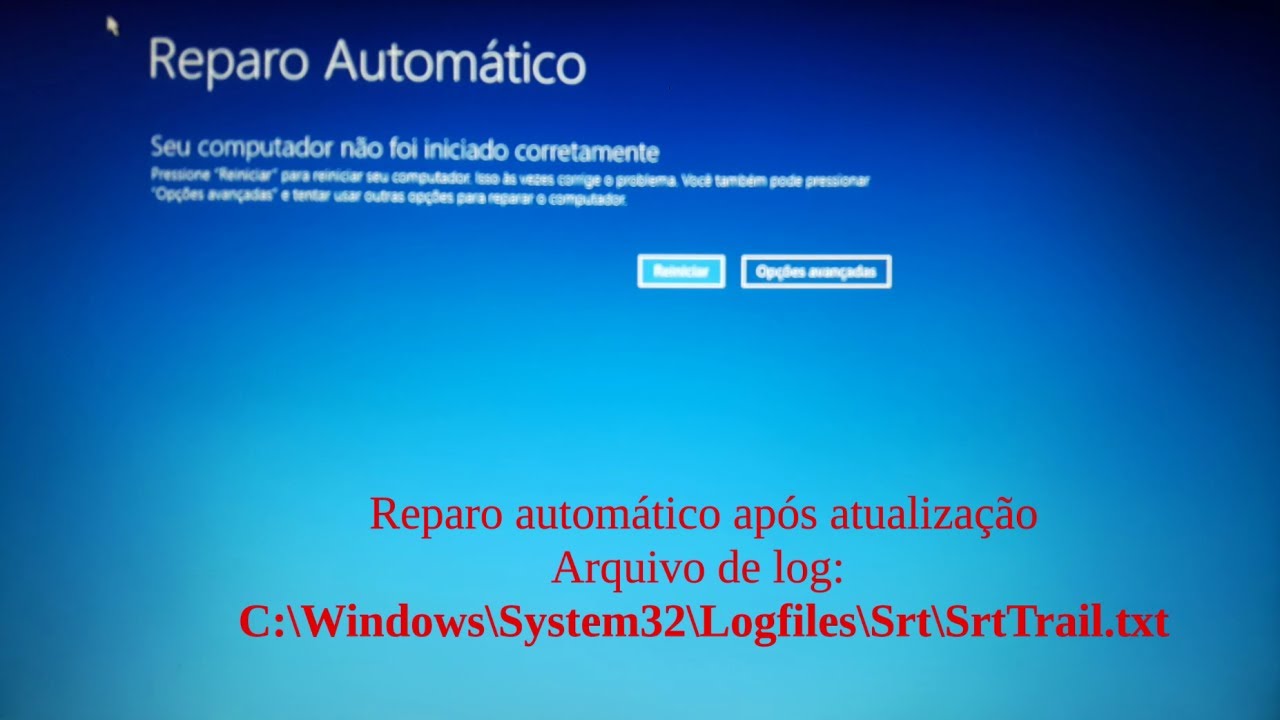 Windows 10 Corrigindo erro reparo de inicialização após