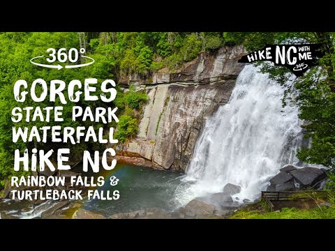 Gorges State Park NC Waterfall Hike Rainbow Falls Trail + Turtleback Falls 360 VR