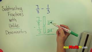 Subtracting fractions with unlike denominators examples video