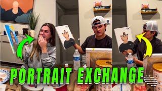 Boyfriend and Girlfriend's Light Hearted Portrait Exchange