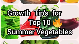 Top 10 summer vegetables and growing Tips