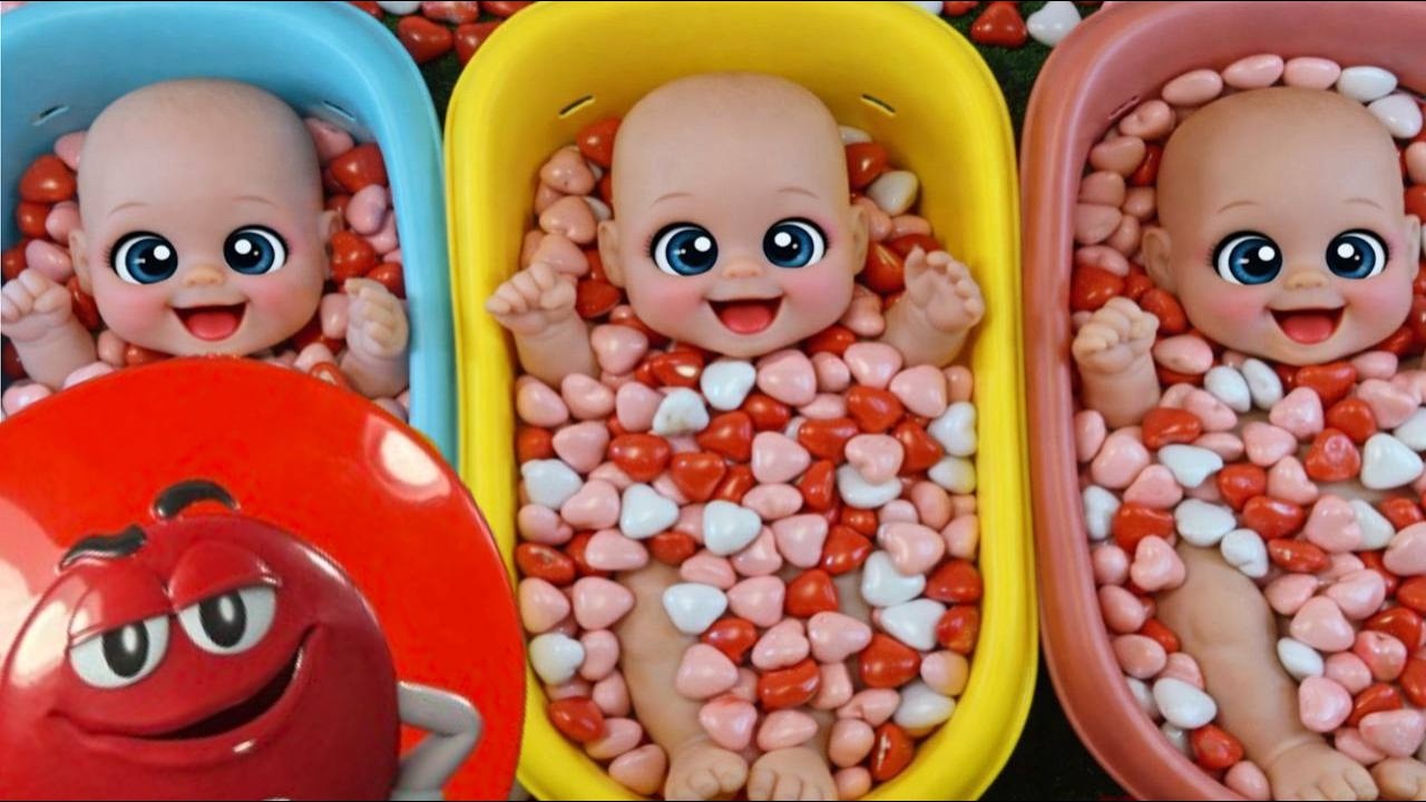 3 Minutes Satisfying Full of 3 Rainbow Bathtubs with Candies | Relaxing ASMR