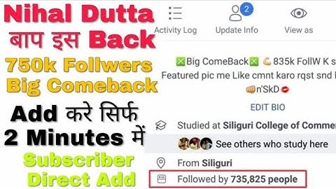 आ गया सबका बाप Nihal Dutta 735k Fb Followers Combeck Just Now 500++ Likes Timeline Script Activate