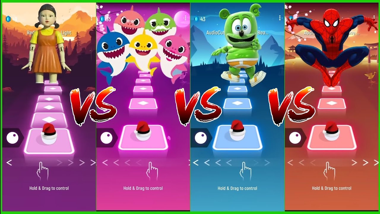 Tiles Hop. Red Light Green Light vs Baby Shark vs Gummy Bear vs