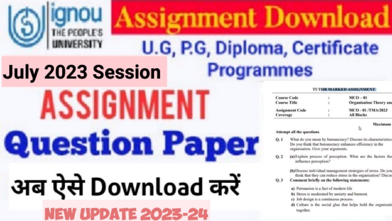 how to download ignou assignment question paper