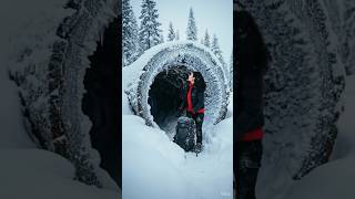 Snow Storm Night Survival USA: Girl Alone Builds Cozy Log Cabin in Virginia Forest Blizzard #storm