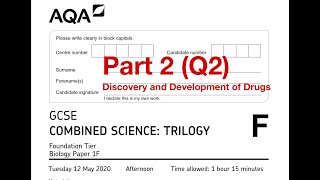 AQA GCSE Combined Science Foundation Biology Paper 1F June 2020 Part 2 Q2