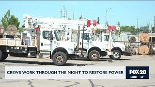 Crews working to restore power following last night's storms