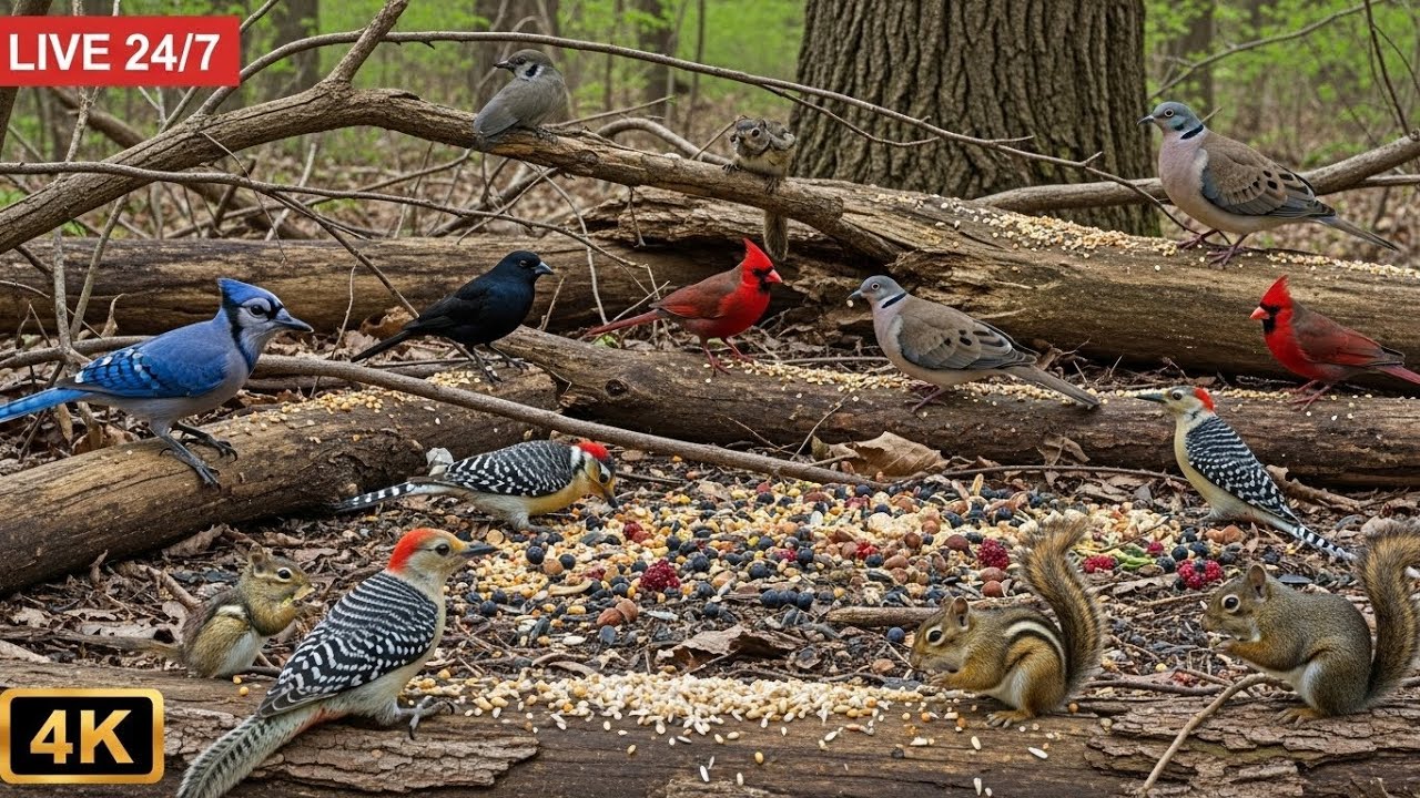 🔴 24/7 LIVE: Cat TV 😺 Cute Birds and Squirrels 🐿 No Ads 4K HDR