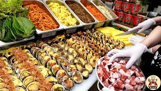 Egg Omelette GIMBAP, Spicy FISH Roe Noodles, Night Market FOODS | Korean STREET Food...