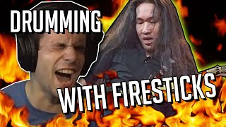 DRUMMING WITH FIRESTICKS! (Through the Fire and the Flames by Dragonforce)