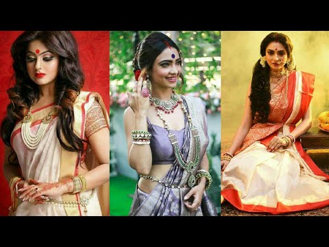 Bengali Saree Hairstyle and Jewellery Ideas - Bengali saree look for durga  puja - YouTube