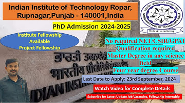 IIT Ropar II Can get the Admission without NET II  Eligibility Criteria I PhD Admission 2024-2025