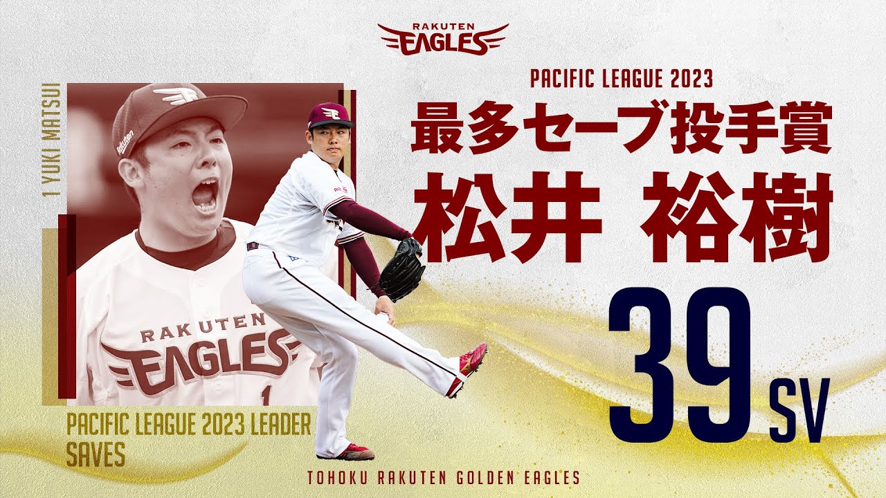 松井 裕樹選手 2023シーズン パ・リーグ最多セーブ投手賞を獲得! - YouTube