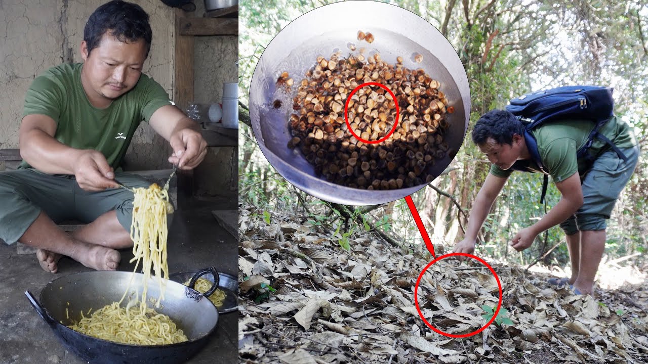 life in rural Nepal Rojan finds chestnuts & cooks noodles Ritarojan
