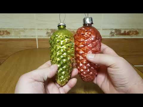 Елочная игрушка. Шишка огромная, 2 шт. Разновидность. Стекло. СССР