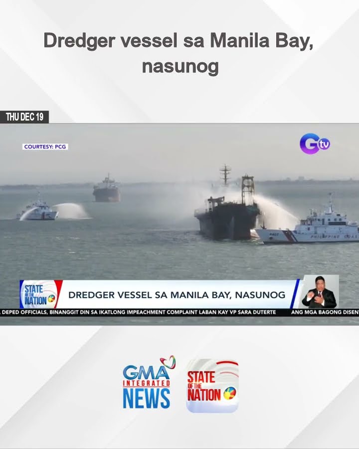 Dredger vessel sa Manila Bay, nasunog | SONA