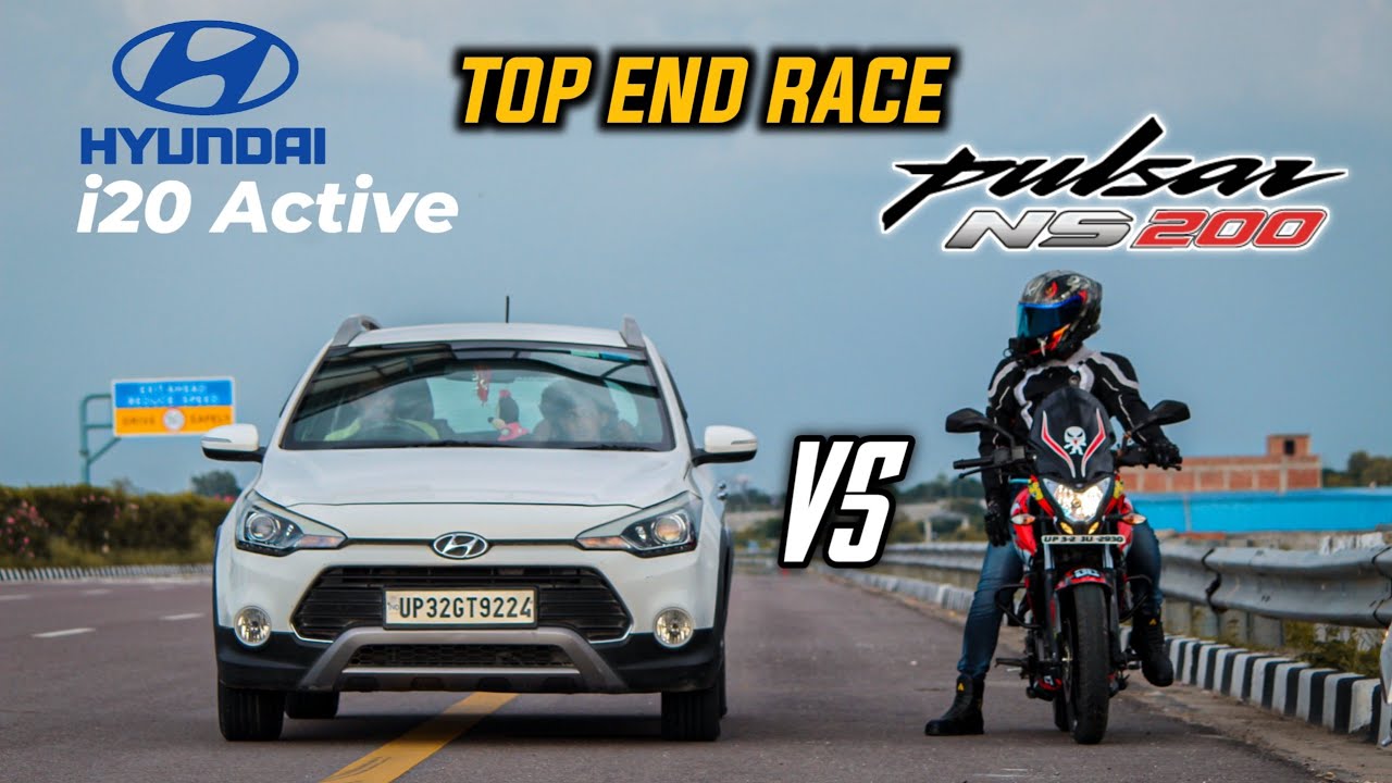 Hyundai i20 Active Vs Bajaj Pulsar NS200 || Top End Race