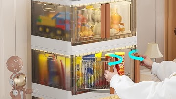 Stackable Storage Bins With Lids and Double Doors, Collapsible Plastic Closet Organizers and Storage