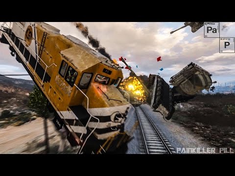 GTA 5 Mods FIVE NIGHTS AT FREDDY'S VS TRAIN (GTA 5 Train Crashes