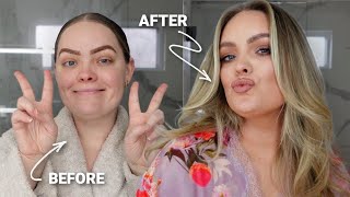 New Year GLOW UP Transformation: hair, makeup, cute outfit, dry brush, brow tint, self tan routine