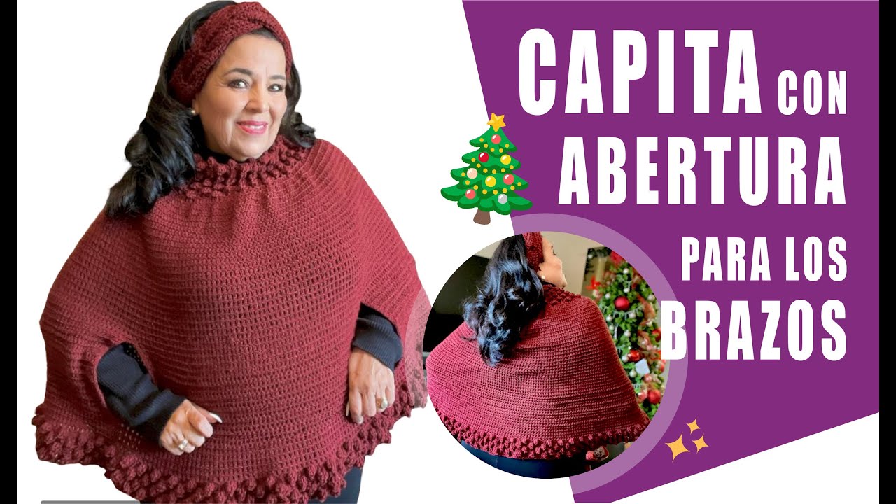 CÓMO TEJER UN PONCHO CON ABERTURA PARA BRAZOS EN GANCHO O CROCHET❤️❤️FÁCIL CON LAURA CEPEDA #poncho