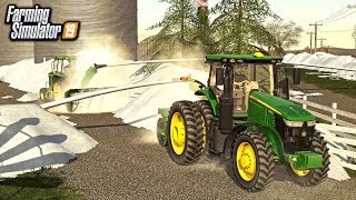 SNOW BLOWING 2 FEET OF SNOW! JOHN DEERE TRACTORS & SKID STEER (ROLEPLAY) | FARMING SIMULATOR 2019