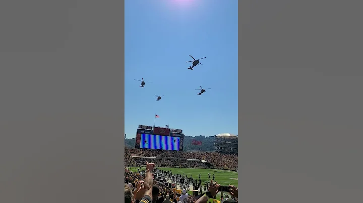 Blackhawk helicopter flyover before the Steelers v...